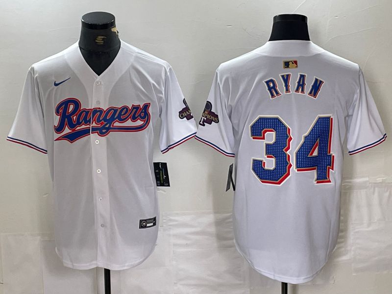 Men Texas Rangers 34 Ryan White Champion Game Nike 2024 MLB Jersey style 2